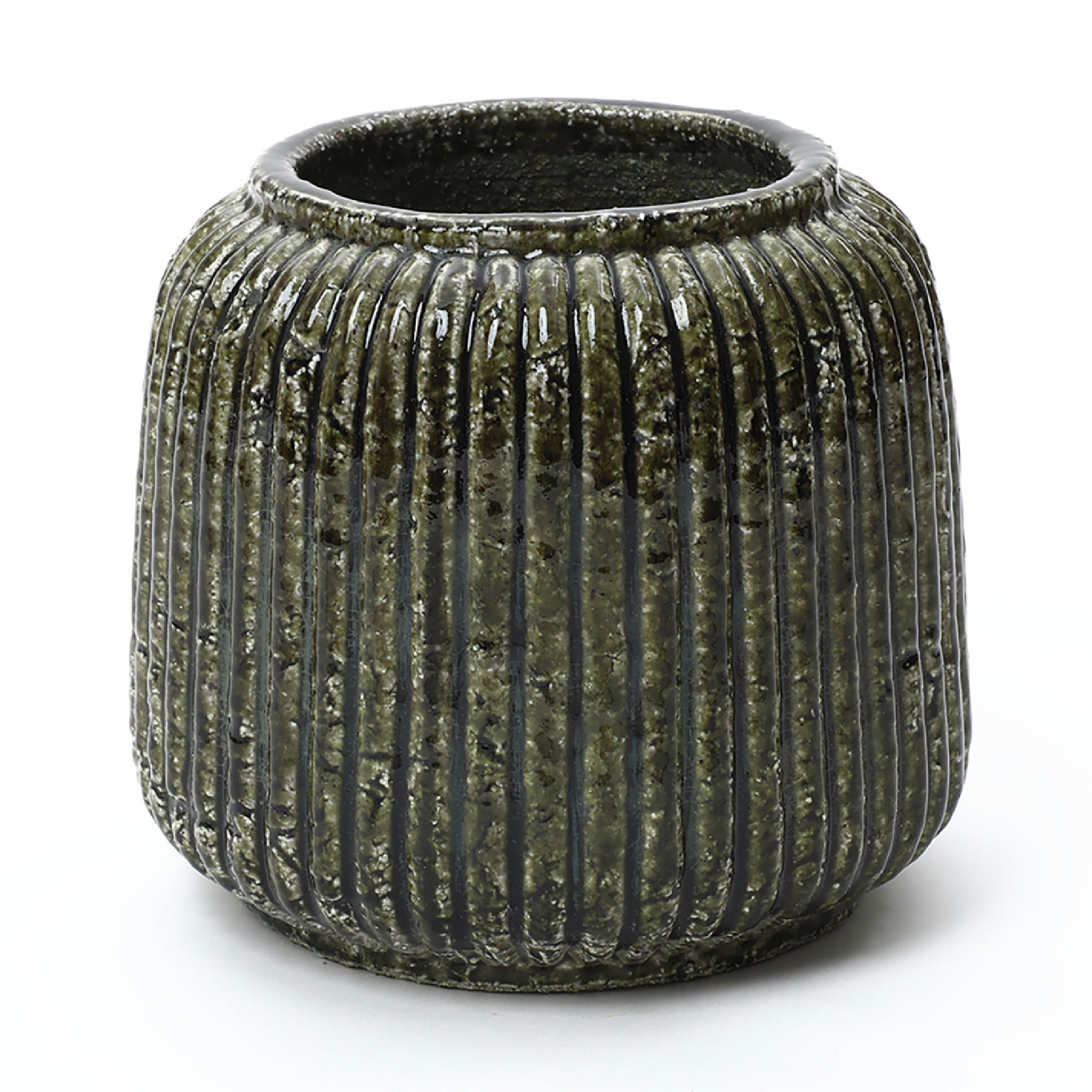 VASE, dunkelgrün aus Keramik, Ø23 x H21.5 cm - Dunkelgrün, Keramik (21.5cm) - Hometopia