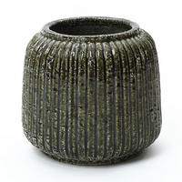 VASE, dunkelgrün aus Keramik, Ø23 x H21.5 cm - Dunkelgrün, Keramik (21.5cm) - Hometopia
