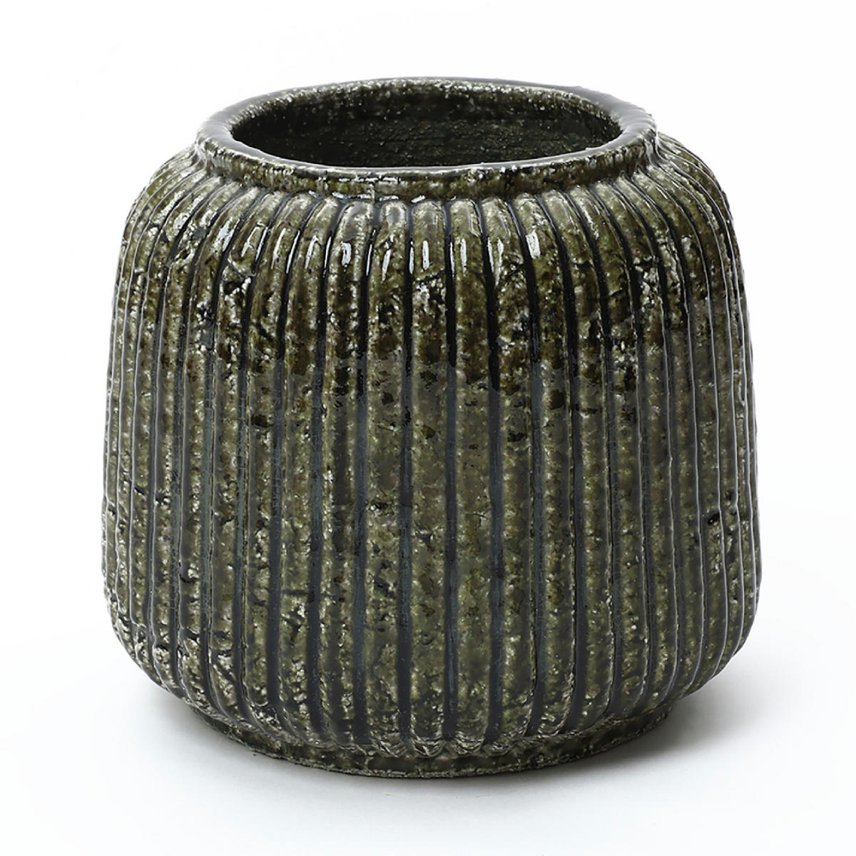 VASE, dunkelgrün aus Keramik, Ø23 x H21.5 cm - Dunkelgrün, Keramik (21.5cm) - Hometopia
