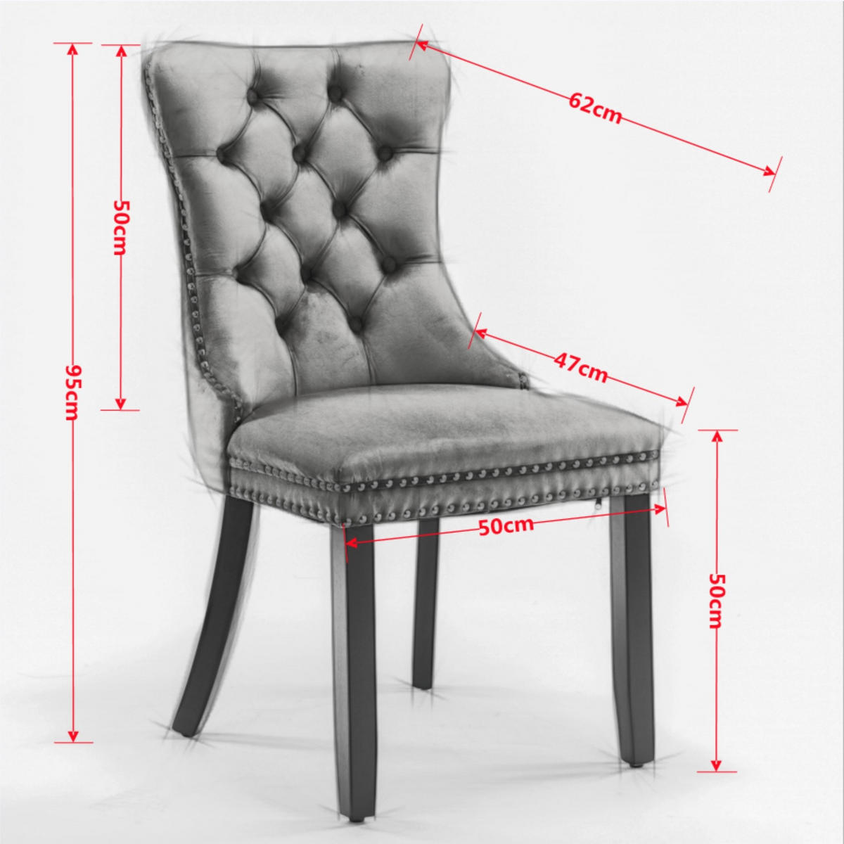 STUHL 2er-Set mit hoher Rückenlehne Samt Green - Grün, Metall (50/95/65cm) - Meubliv