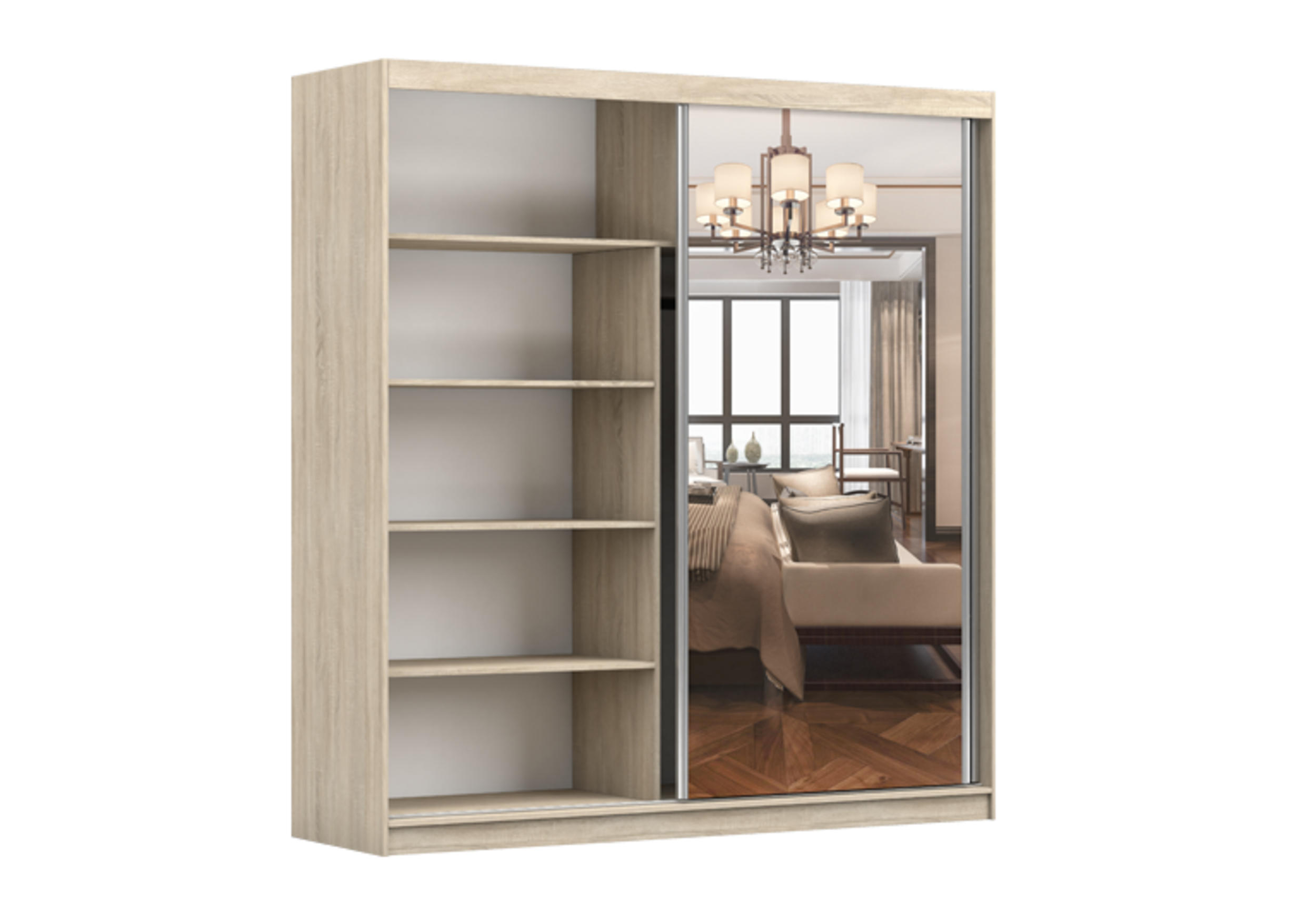 SCHIEBETÜRENSCHRANK - Schrank BEN 42 Graphit - Graphitfarben, Holzwerkstoff (203/218/61cm) - Möblo
