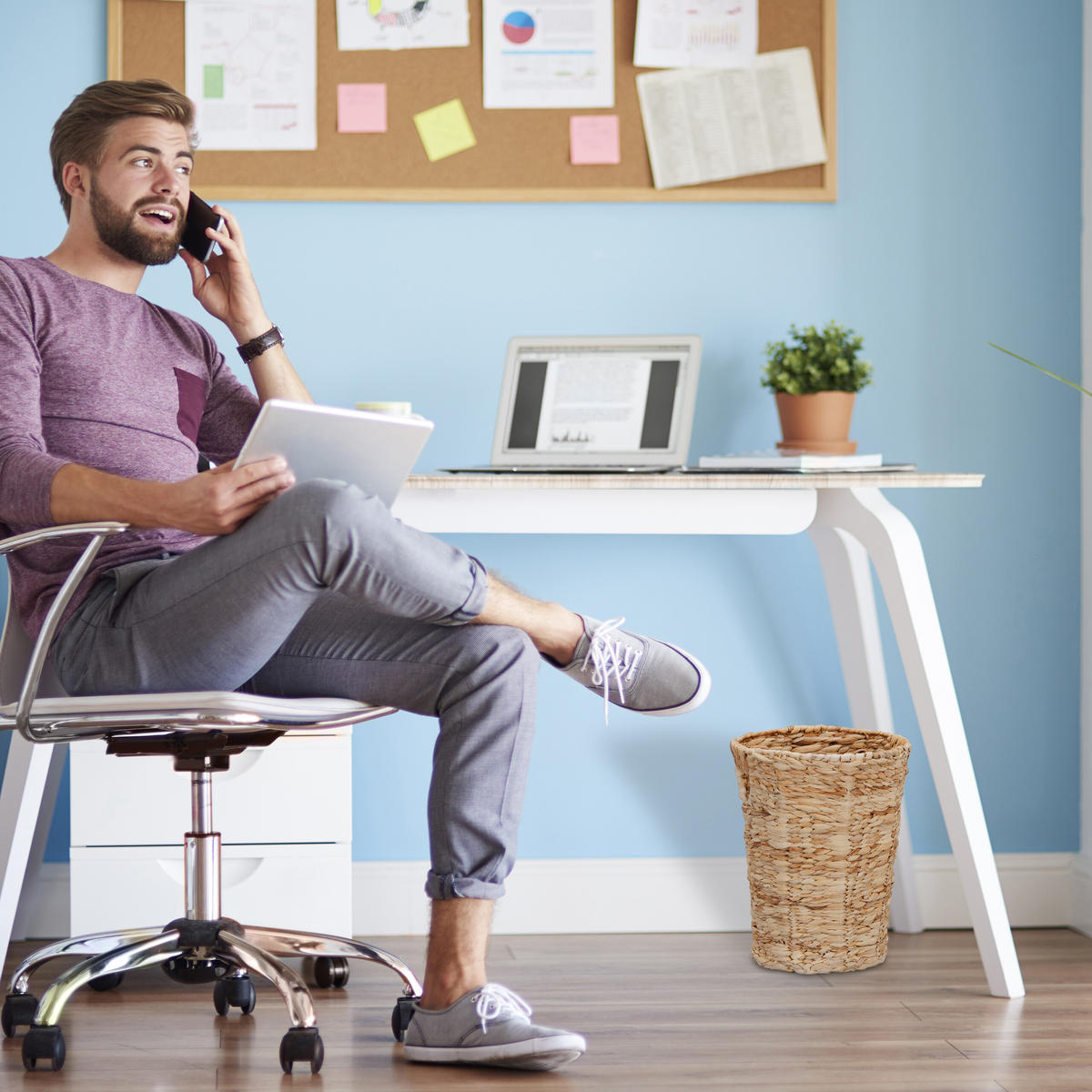 PAPIERKORB - Hellbraun, Textil/Metall (25/32/25cm) - Relaxdays