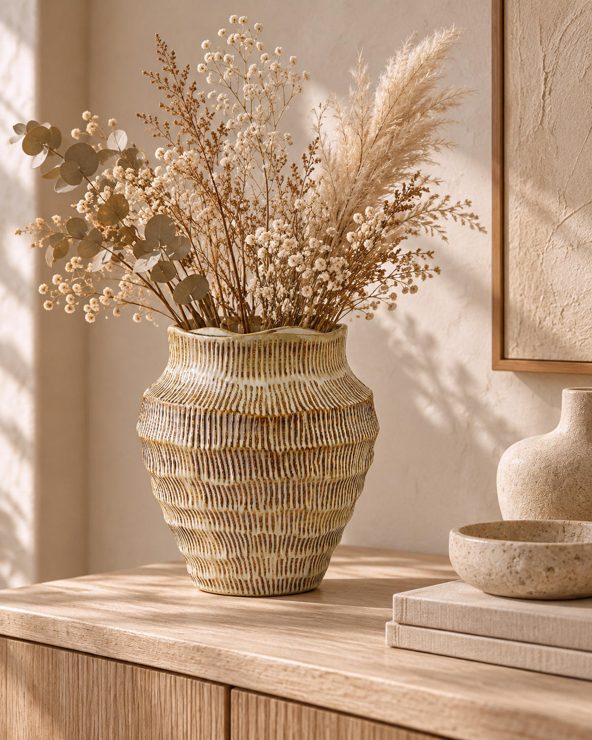 VASE MANON Beige 18/25/28cm Keramik - Beige, Keramik (30cm) - Mondex
