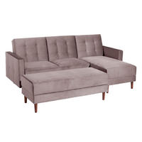 FUNKTIONSSOFA mit Hocker Katunia Samtvelours rosé - Rosa, Kunststoff (222/92/144cm) - 58aufmkessel