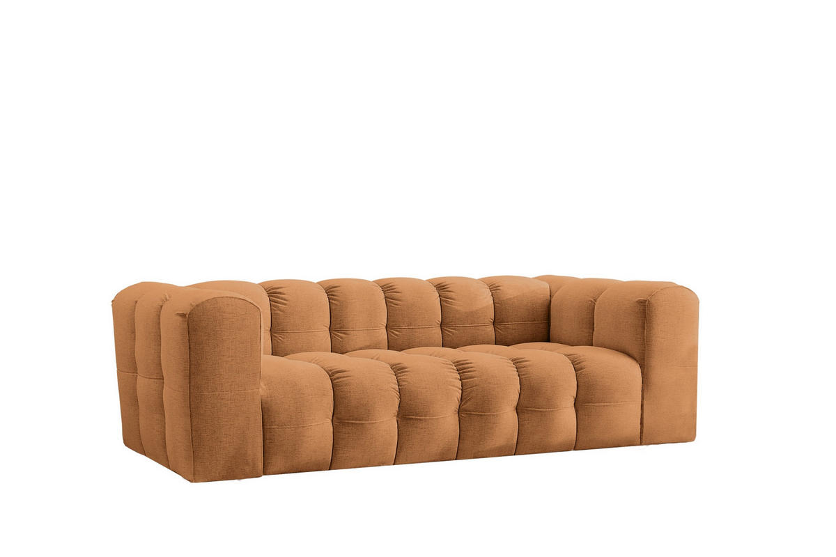 SOFA 3-Sitzer, Komfort, BALOO, Stoff Schenille, Orange - Orange, Holz (222/75/106cm) - Kaiser Möbel