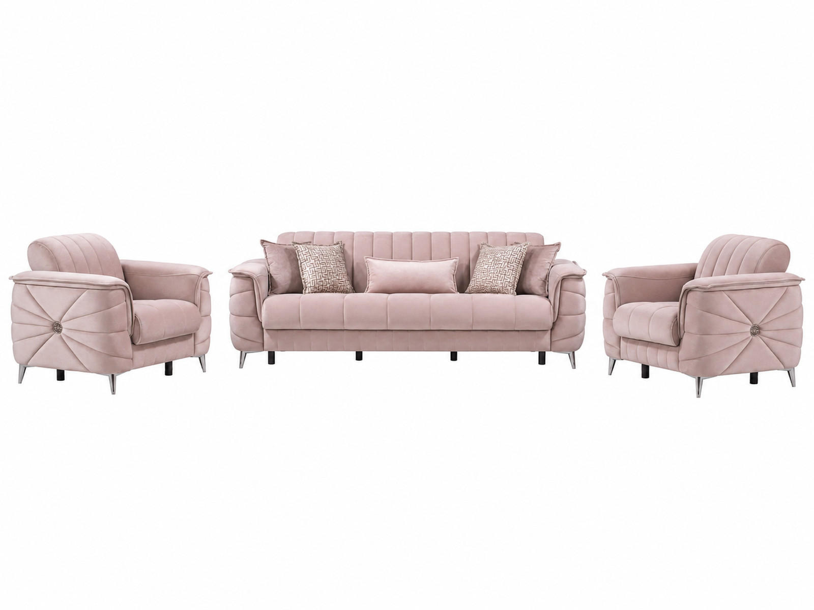 SITZGARNITUR Osorno, Beige Stellvariante 3+1+1 - Beige, Holzwerkstoff/Kunststoff (240/80/100cm)