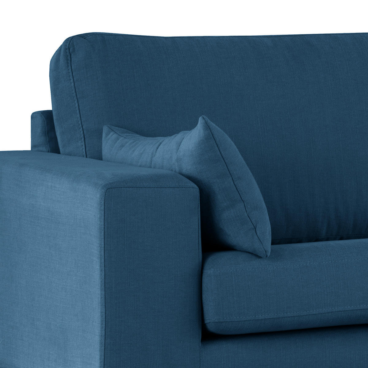 ECKSOFA mit Ottomane - Blau/Buchefarben, Buchenholz/Textil (287/219cm) - home24