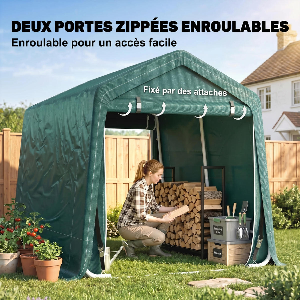 CARPORT Grun 1 Stück - Grün, Kunststoff/Metall (200/202/240cm) - GiPP