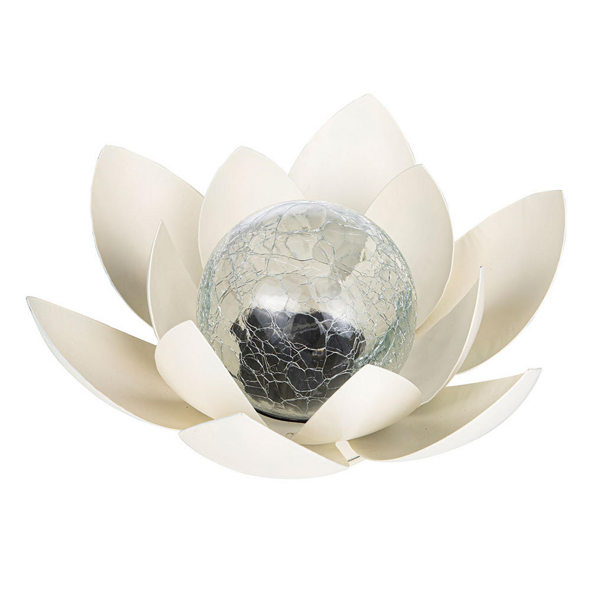 2X SOLARLEUCHTE Lotusblume Kunststoff Weiß LED 27,6 cm - Weiß, Glas (27.6/27.6/12cm)
