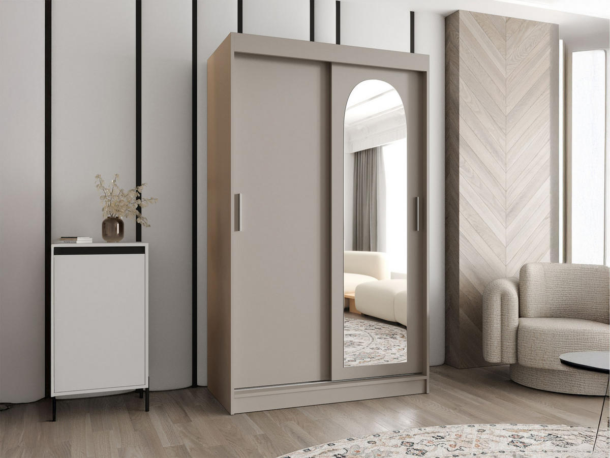 SCHWEBETÜRENSCHRANK Selfie 120 cm - Kaschmir/Silberfarben, Holzwerkstoff/Kunststoff (120/200/62cm) - MIRJAN24
