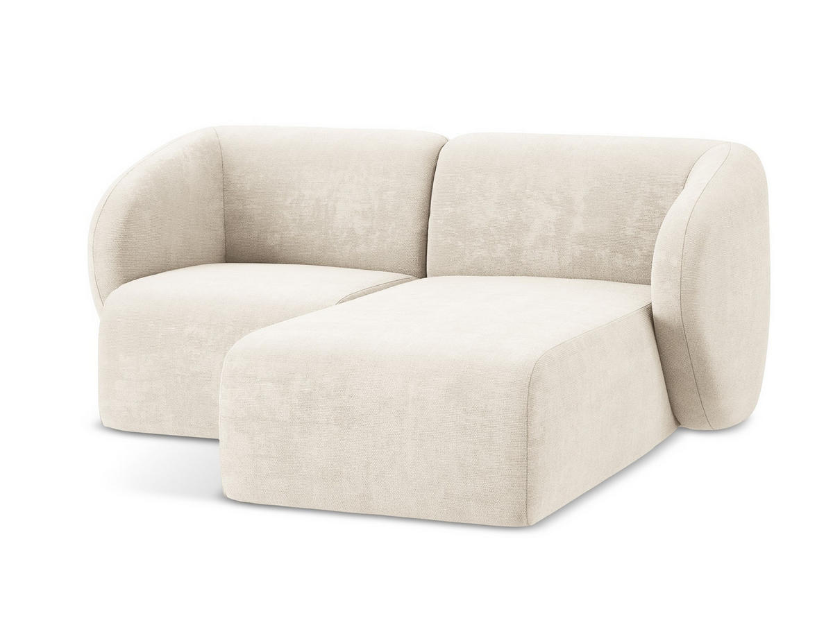ECKSOFA Rechts Chenille Stoff Beige - Creme/Schwarz, Holzwerkstoff/Kunststoff (178/166cm) - Makamii