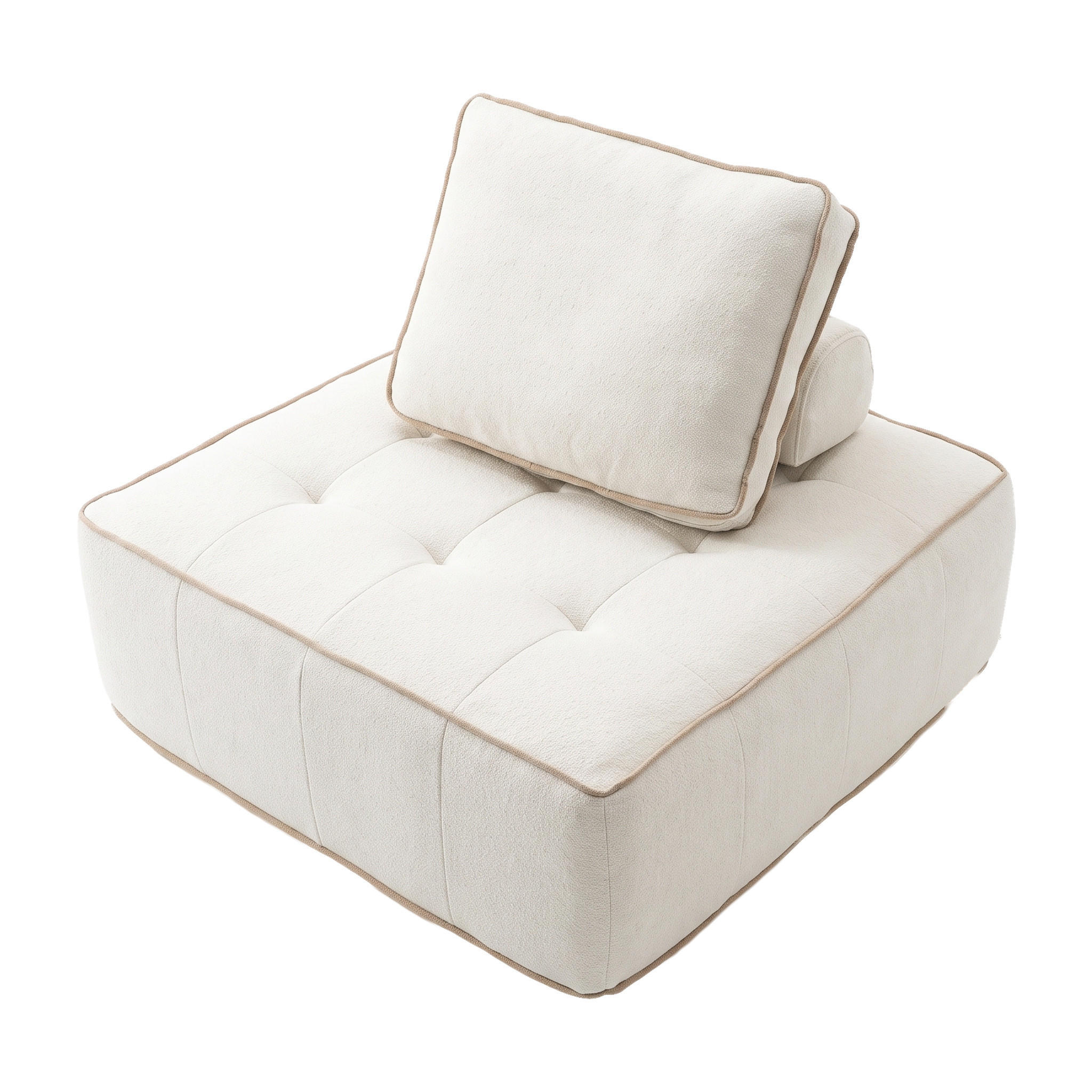 SESSEL Zen Weiß und Sand 1-Sitzer - Beige/Weiß, Textil (100/75/100cm) - COCO Living