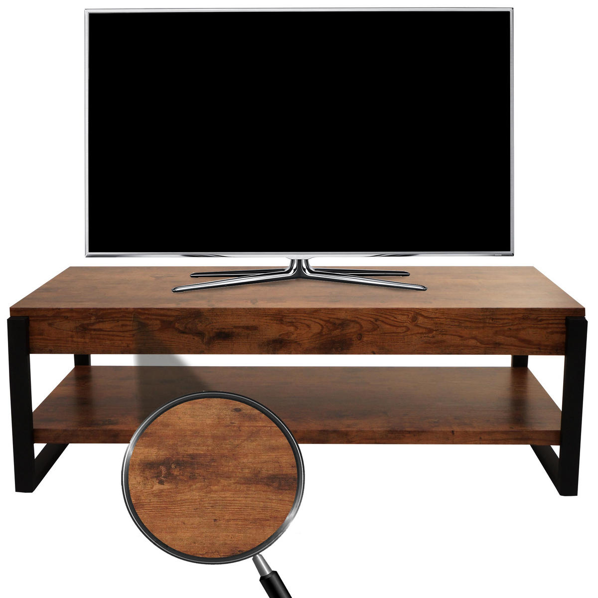 TV-RACK Eiche dunkel - Trüffeleichefarben, Holz (120/42/44cm) - MCW