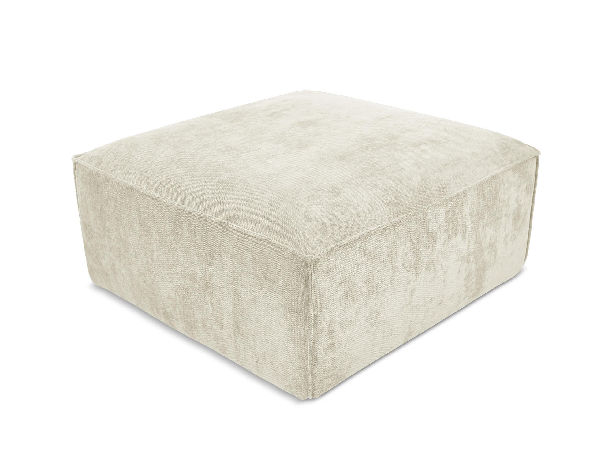 POUF Chenille Stoff Beige - Beige/Schwarz, Holzwerkstoff/Kunststoff (87/46/87cm) - Makamii