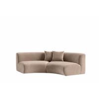SOFA Round, Velvet-Stoff Bluvel, Latte, GRETA - Hellbraun, Holz (294/70/89cm) - Kaiser Möbel