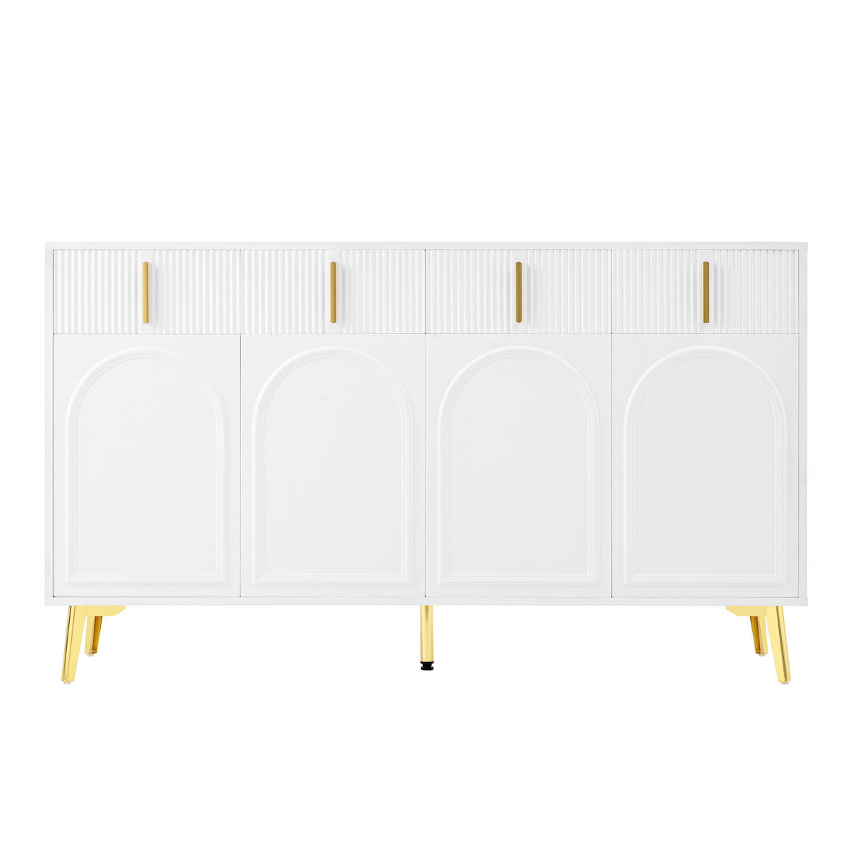 SIDEBOARD mit 4 Türen und 4 Schubladen 140 cm MDF Weiß - Weiß, Holzwerkstoff (140/82/38cm) - Meubliv