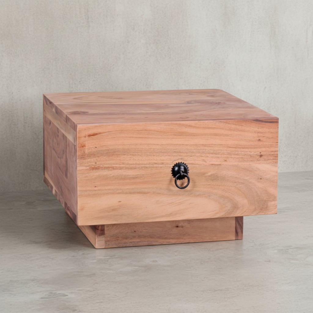 NACHTTISCH Massivholz Schublade Landhausstil Handgefertigt NAKO, Beige 40x40x25 cm - Beige, Holz/Metall (40/25/40cm) - KADIMA DESIGN