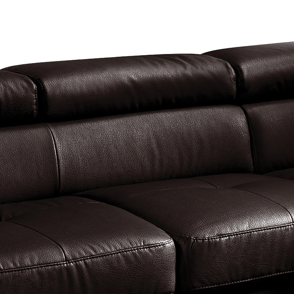 ECKSOFA mit Longchair - Echtleder - Dunkelbraun, Leder (239/207cm) - home24