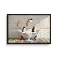 ZARÁMOVANÝ PLAGÁT Vintage - Tučniak - Vaňa - Pena 60x40 cm - čierna, papier (60/40cm) - MuchoWow