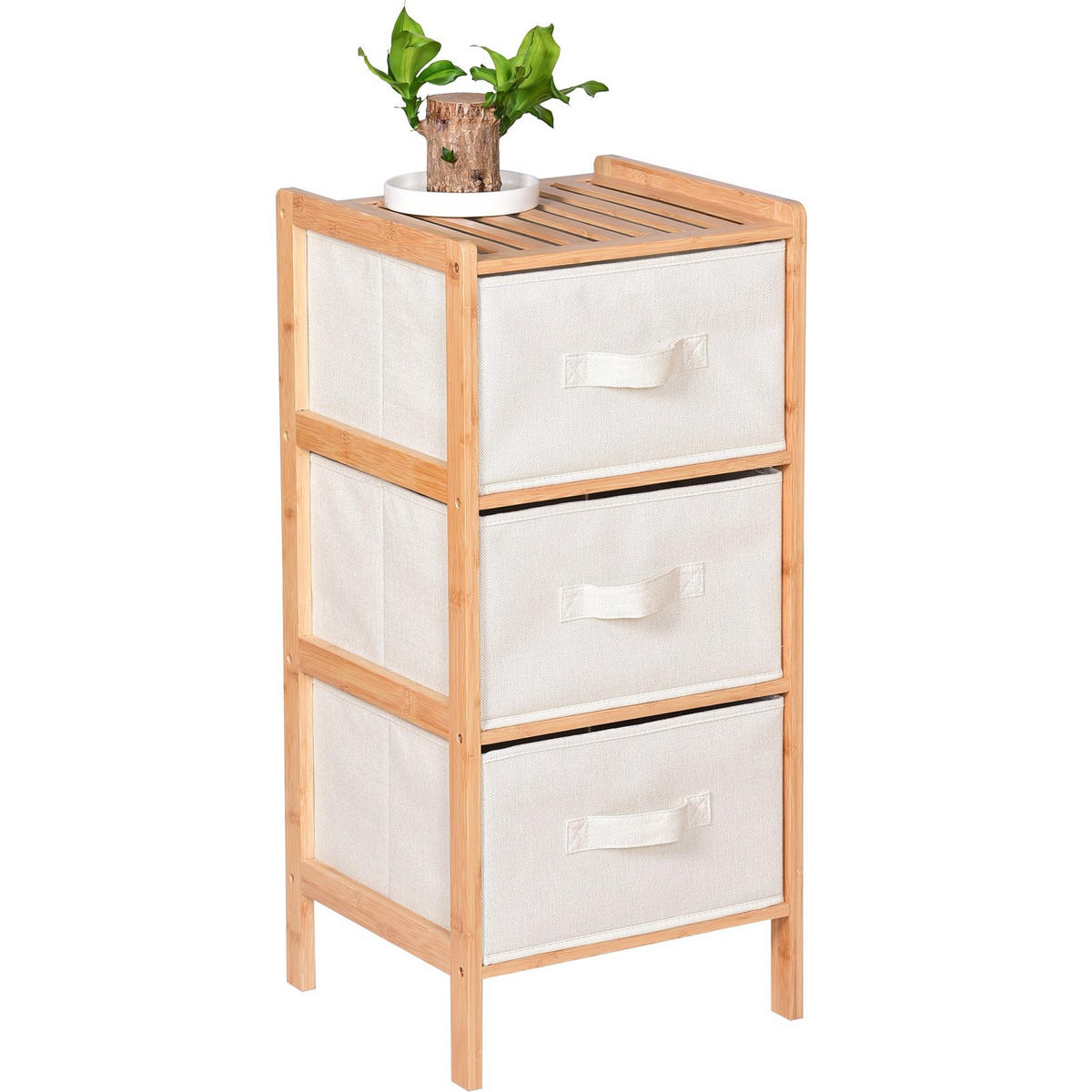 BADEZIMMERSCHRANK Bambus Stoff Beige Natur 37/35/79 cm - Naturfarben, Holz/Textil (37/79/35cm) - Begryf