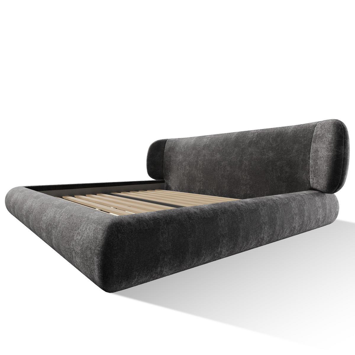 POLSTERBETT 160/200 cm in Grau Chenille mit Lattenrost und Kopfteil - Grau, Holzwerkstoff/Textil (160/200cm) - CHICFURN