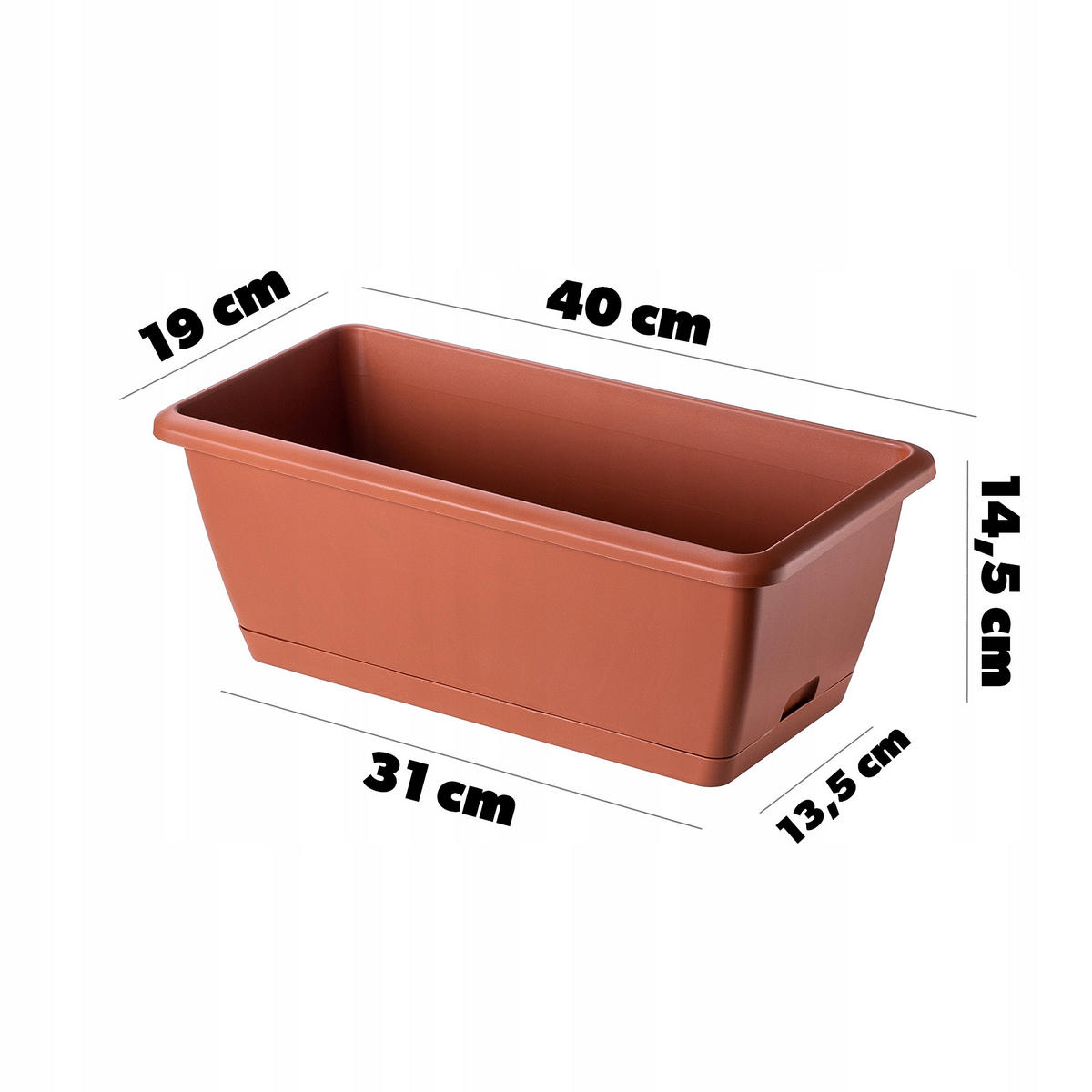 BALKONKASTEN 40 cm, Terrakotta - Terra cotta, Kunststoff (19/40cm) - KADAX