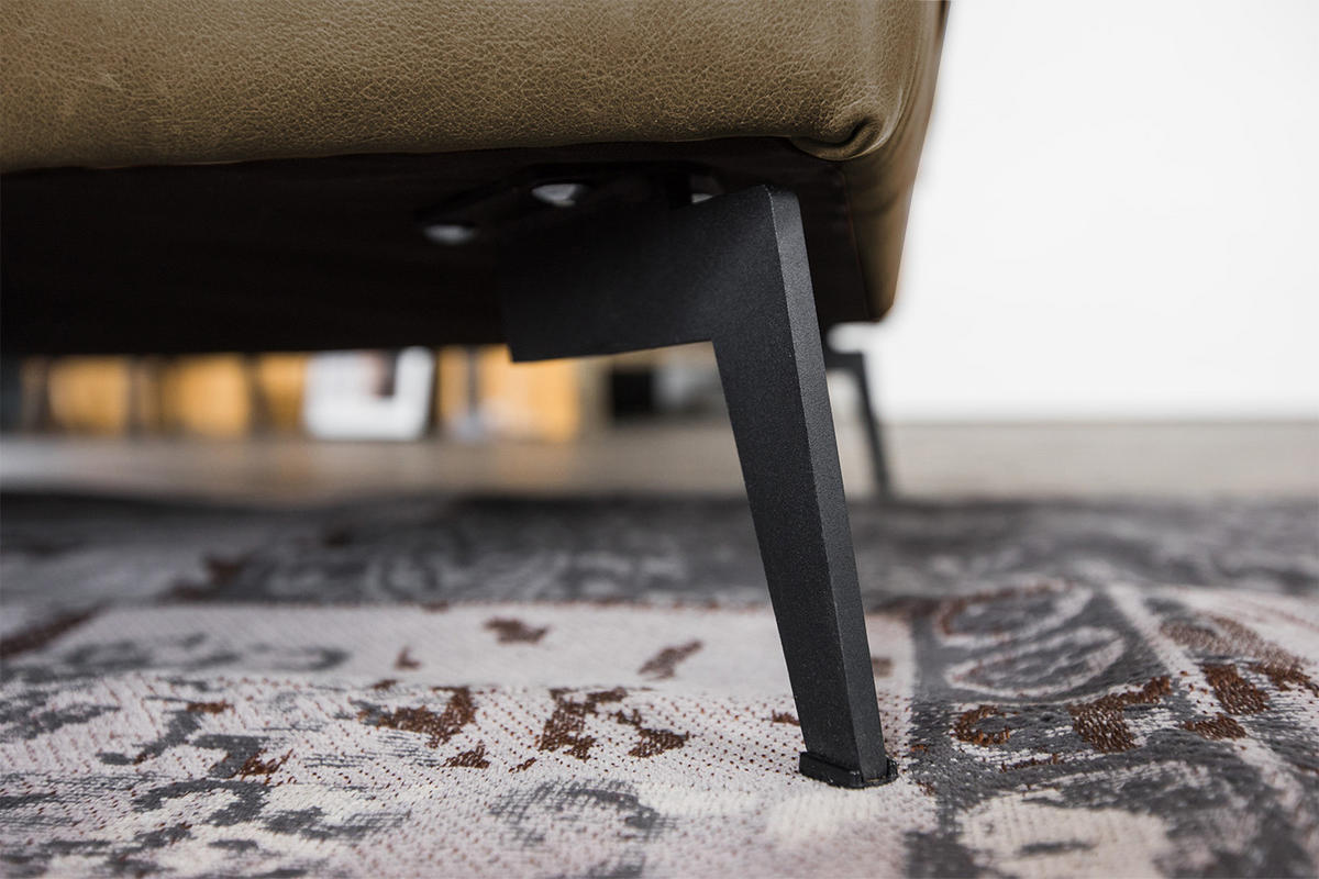 ECKSOFA BLOOM Beige Leder - Beige/Schwarz, Leder/Metall (276/177cm) - KAWOLA