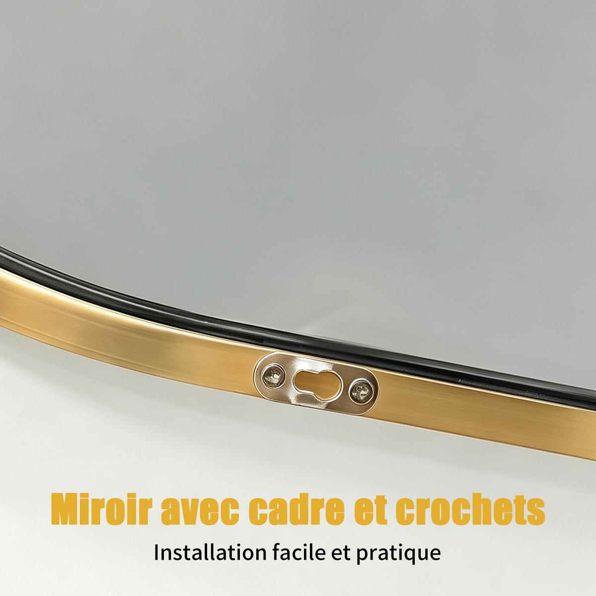 WANDSPIEGEL Bogenform 91 x 61 cm aus Sicherheitsglas mit Aluminiumrahmen gold - Goldfarben, Metall (61/91/3cm)
