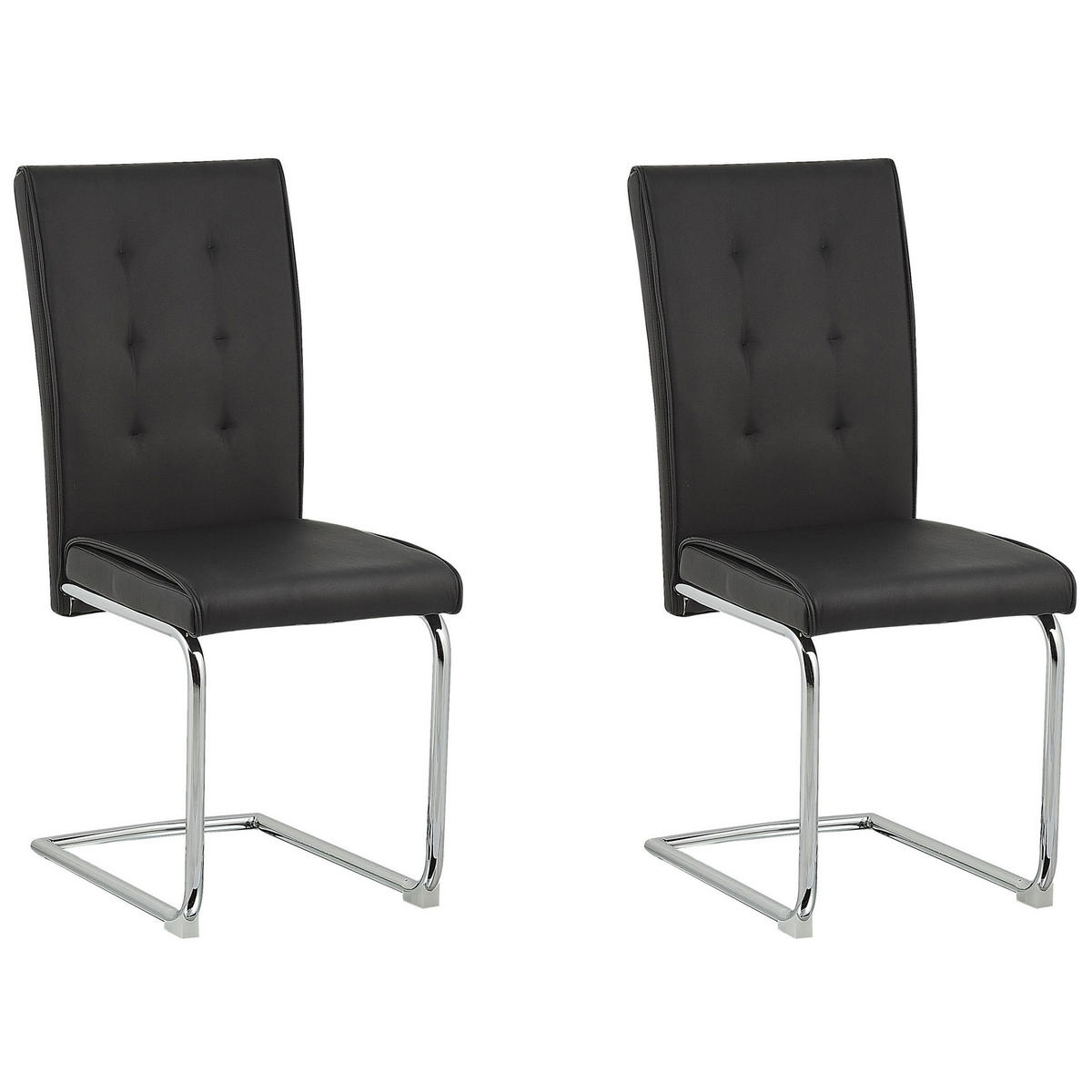 ESSZIMMERSTUHL 2er-Set Kunstleder Schwarz Rovard - Schwarz, Textil/Metall (42/101/52cm) - Beliani