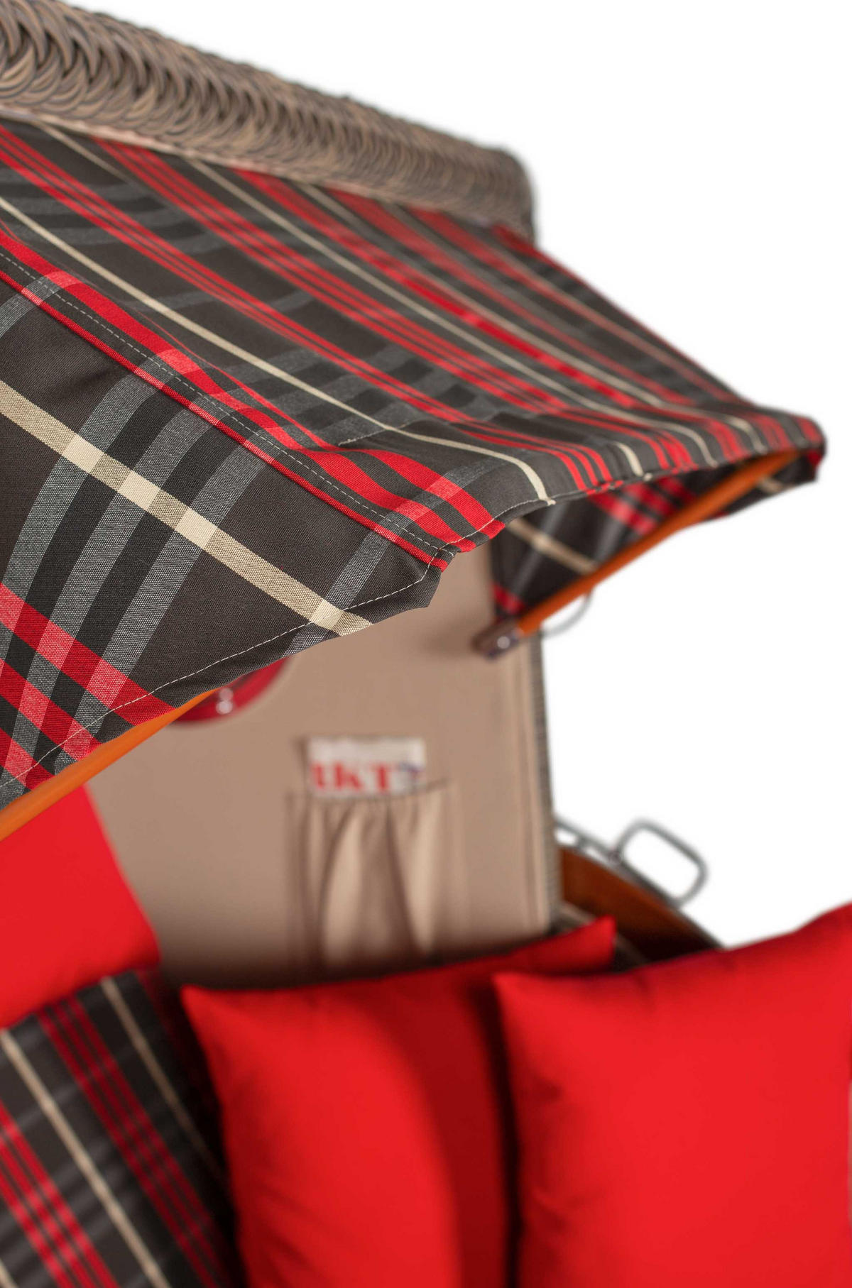 STRANDKORB XXL Düne Grande 2,5 Sitzer - Rot/Braun, Metall (142/170/95cm) - Mr. Deko