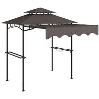 GRILLPAVILLON 242x232x248 cm wasserabweisend flammhemmend Gartenpavillon mit Doppelschichtdach Kaffee - Cappuccino, Metall (242/248/232cm)