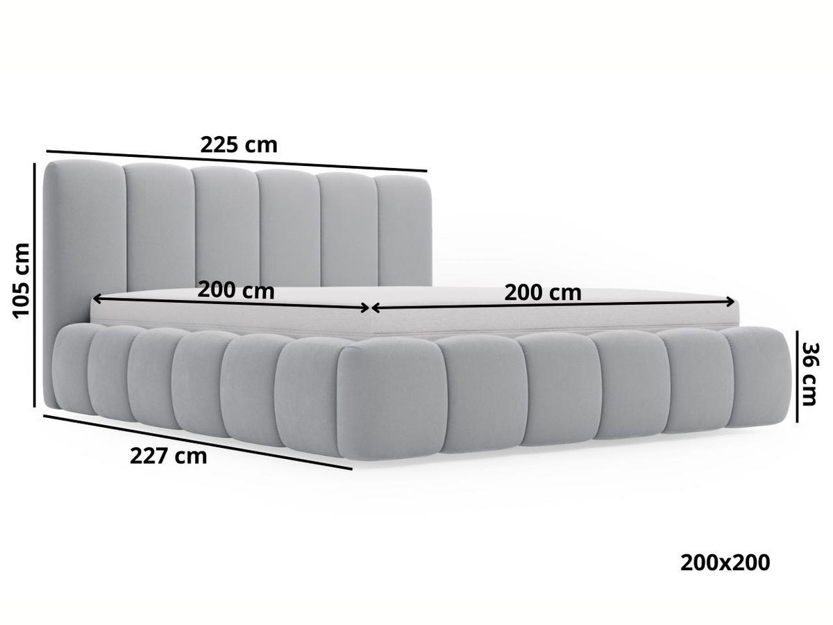 POLSTERBETT Royal 200x200 Hellgrau - Hellgrau, Textil (200/200cm) - Graingold