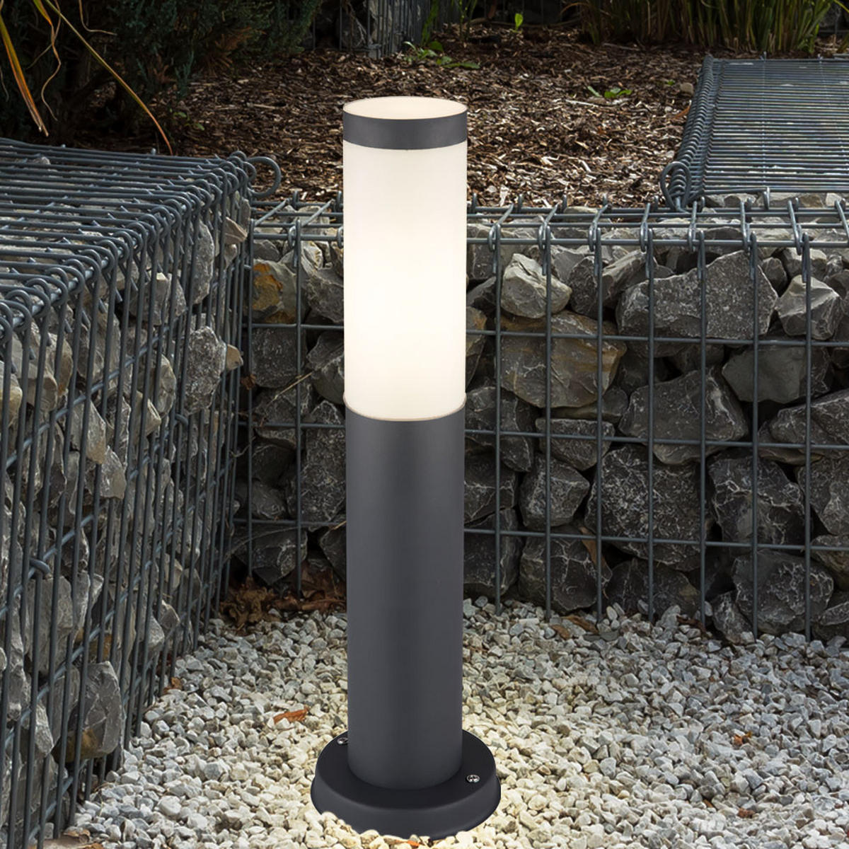 LED STEHLEUCHTE Edelstahl Anthrazit - Anthrazit, Metall (7.6/7.6/45cm)