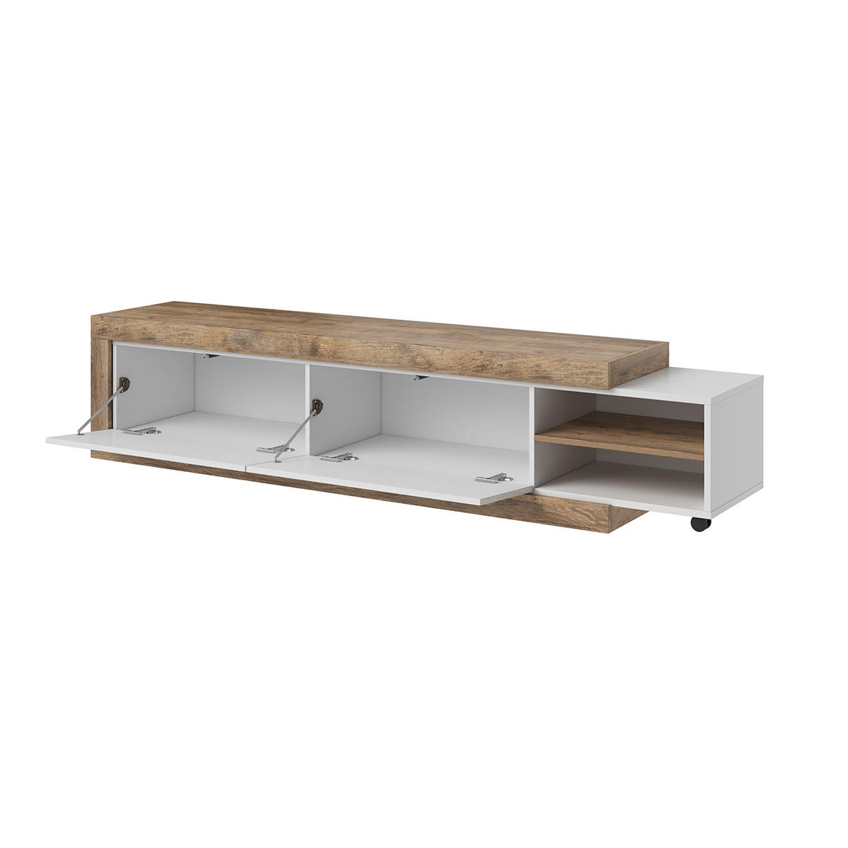 TV-MÖBEL Azior Weiß und Holz - Weiß, Holzwerkstoff (200/43.4/40cm) - Petits-meubles