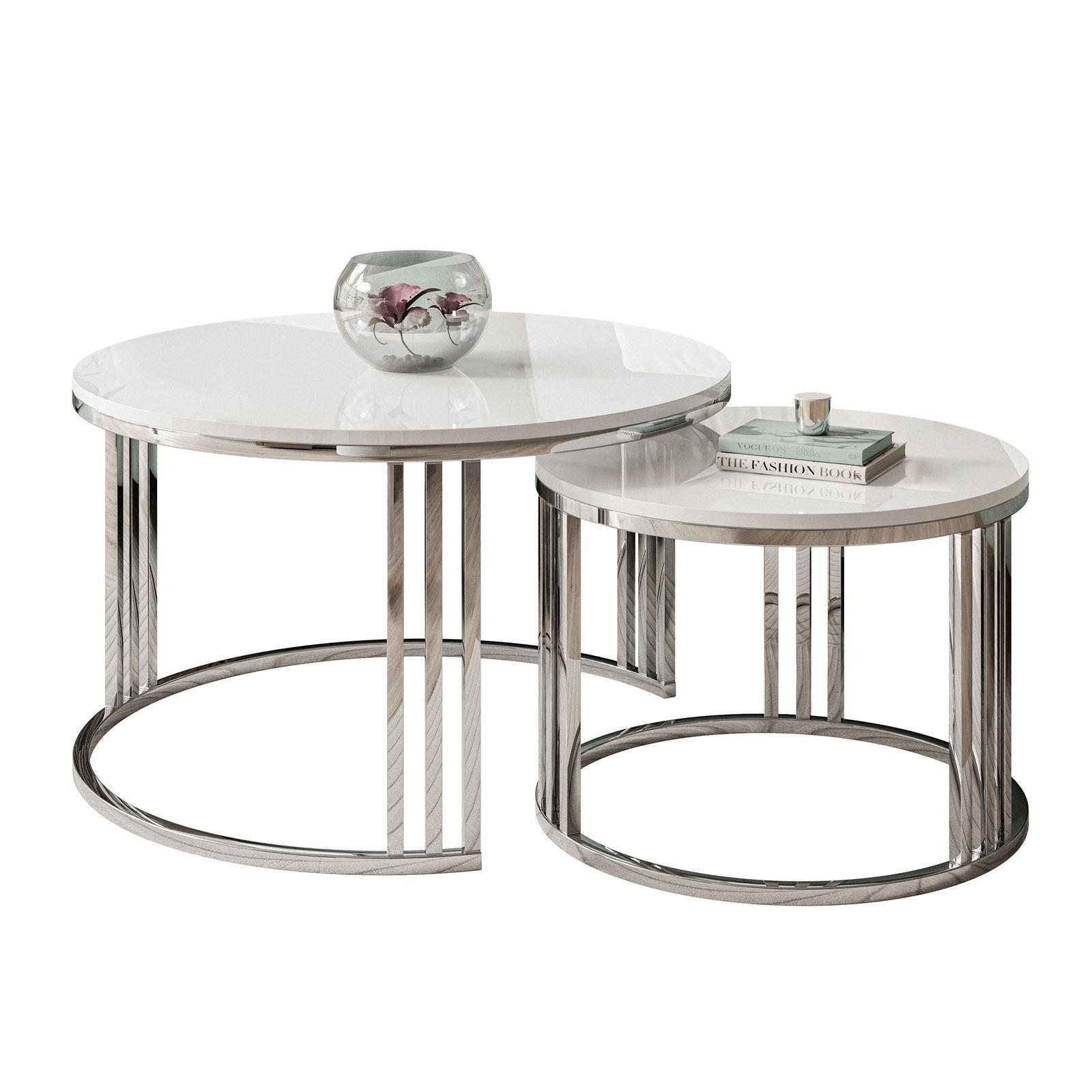 COUCHTISCH 2 in 1 LORI verchromt silber Hochglanz - Silberfarben, Holzwerkstoff (70/70/49cm) - Lookway