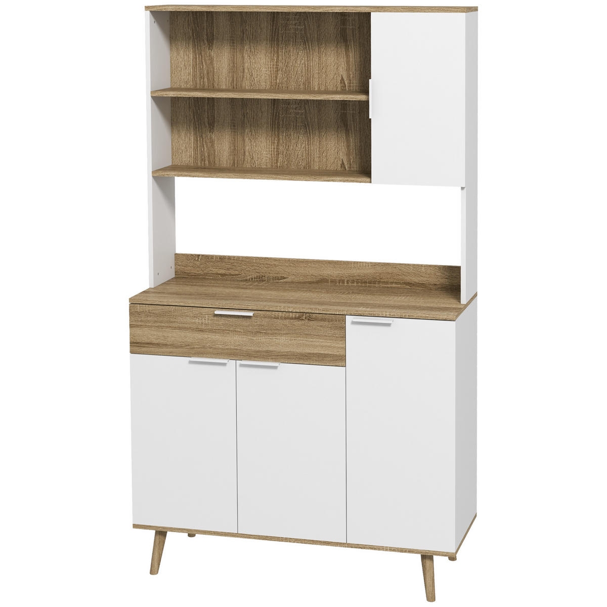 BUFFET DE-11070 Skandi-Design, 4 Türen Weiß/Natur - Weiß, Holzwerkstoff (39/180/98cm) - ComfortXL