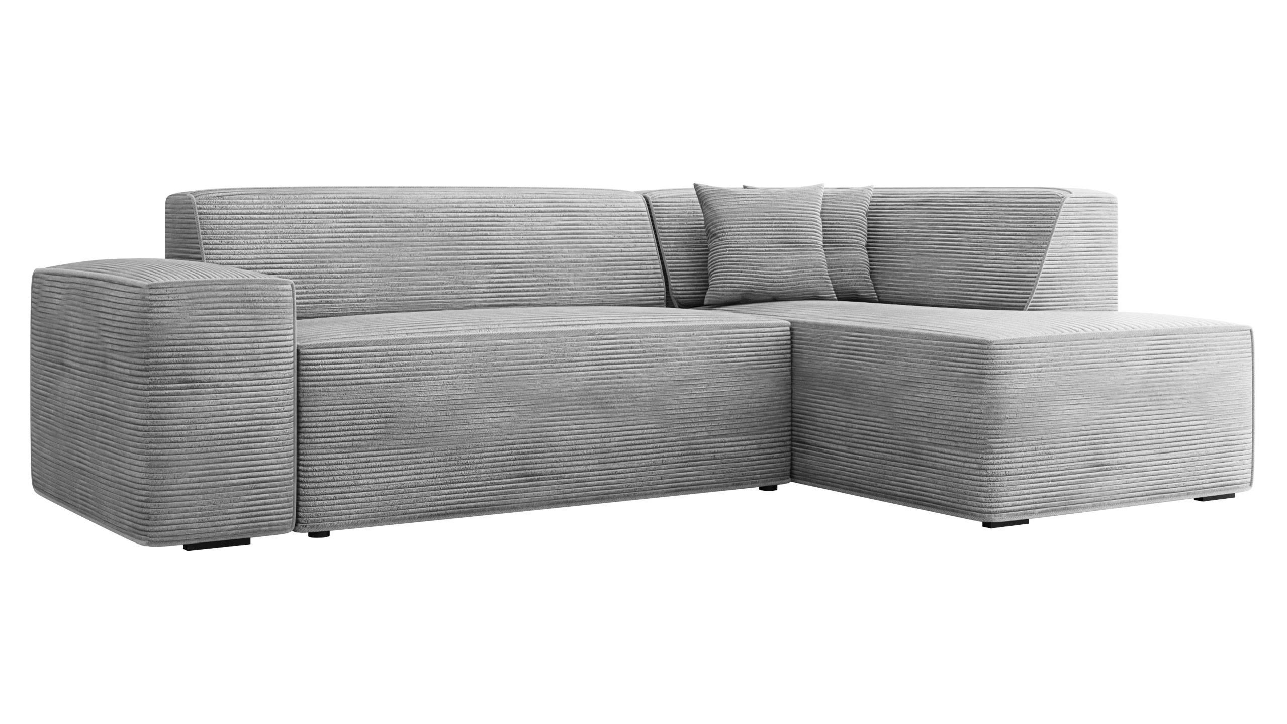 ECKSOFA Lordin Cord, Seite: Rechts - Schwarz/Grau, Holz/Textil (267/205cm) - MIRJAN24