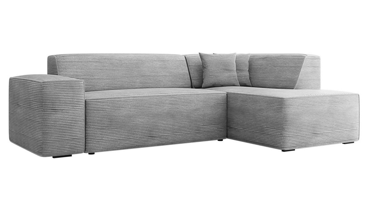 ECKSOFA Lordin Cord, Seite: Rechts - Schwarz/Grau, Holz/Textil (267/205cm) - MIRJAN24