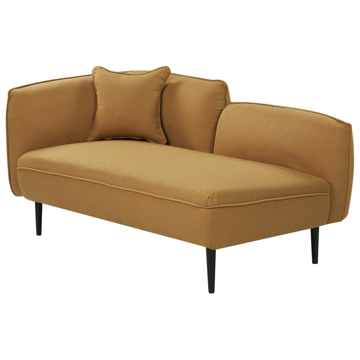 ČALOUNĚNÉ LEHÁTKO CHAISE LONGUE LEVOSTRANNÉ Bouclé Hořčicově žluté Chevannes - černá/žlutá, textil (138/74/77cm) - Beliani