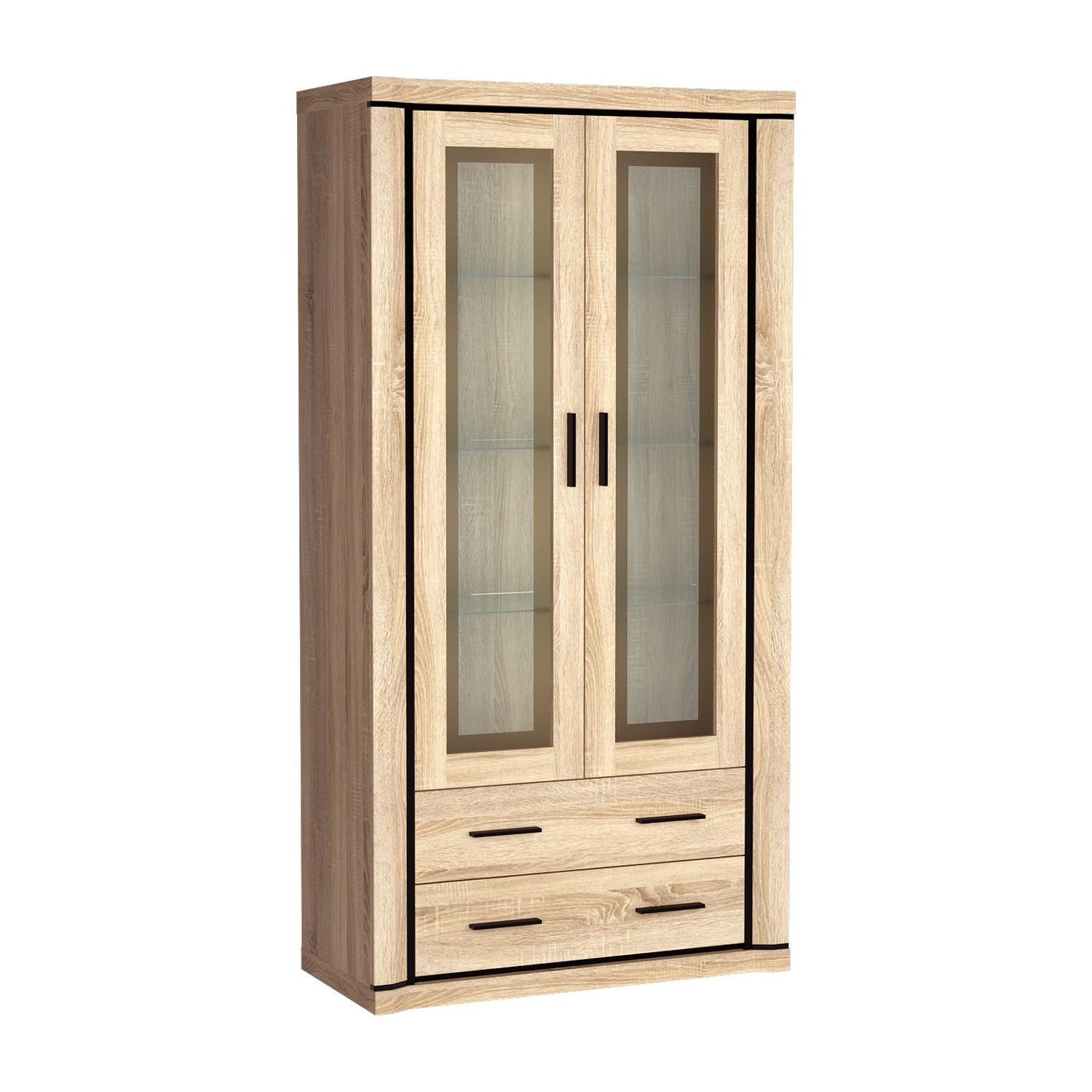 VITRINE Dallas D-17 97 x 192 x 45 cm Eiche Sonoma - Sonoma Eiche, Glas/Holzwerkstoff (97/192/45cm) - Koseto