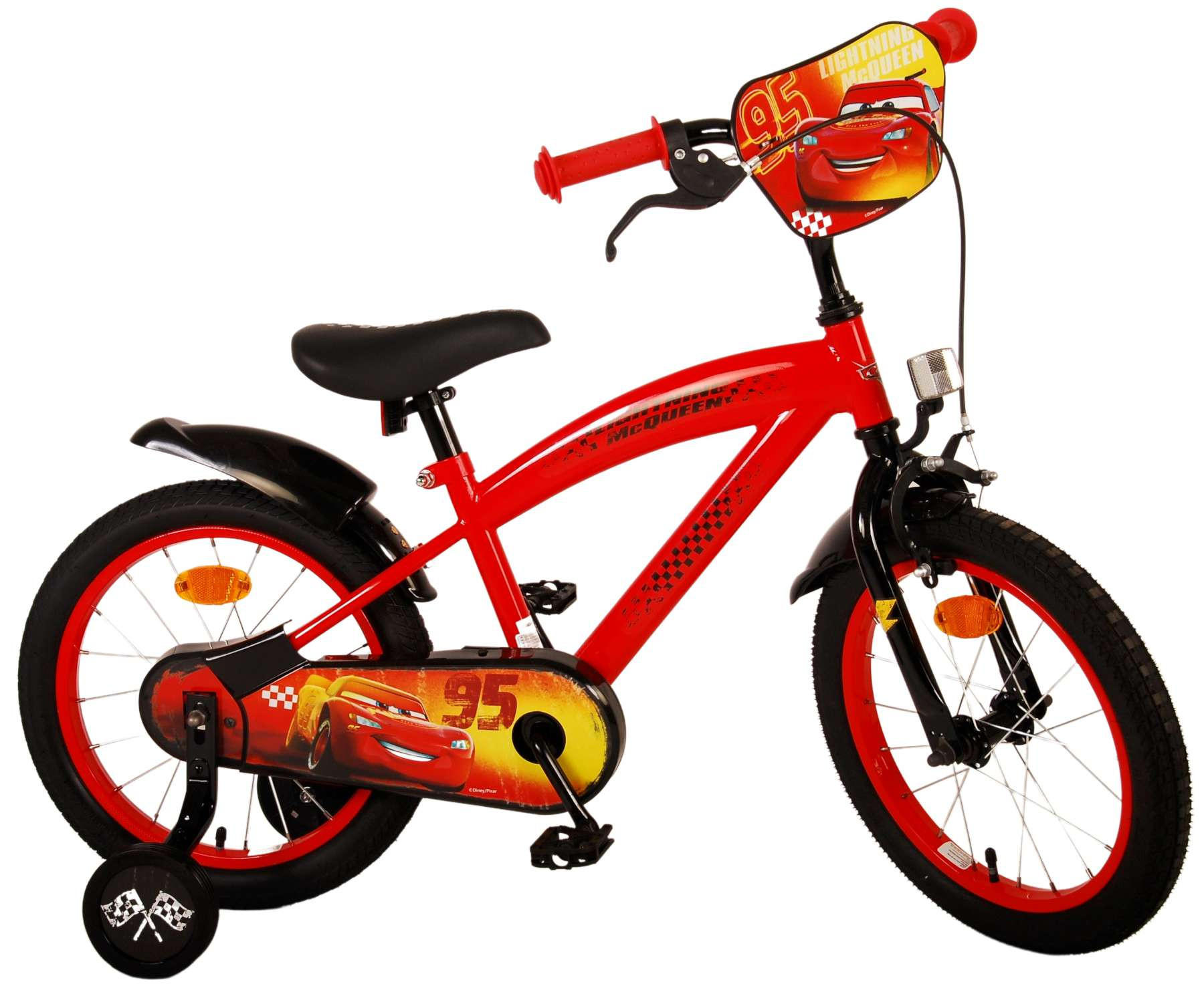 KINDERFAHRRAD Disney Cars - Jungen - 16 Zoll - Rücktritt + Handbremse - Rot - Rot, Metall (45cm) - TPFSports