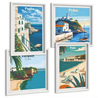 BILDER SET 4er Set - 50x50 cm & 40x60 cm Weißer Rahmen - Touristische Küstenlandschaften - Weiß, Kunststoff (50/50cm) - TULUP