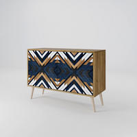 SIDEBOARD ARTFUL GEOMETRY, Eicheneffekt, 111x42x77,5 cm, 2 Türen - Eichefarben/Buchefarben, Holzwerkstoff/Buchenholz (111/77.5/42cm) - SpaceRebels