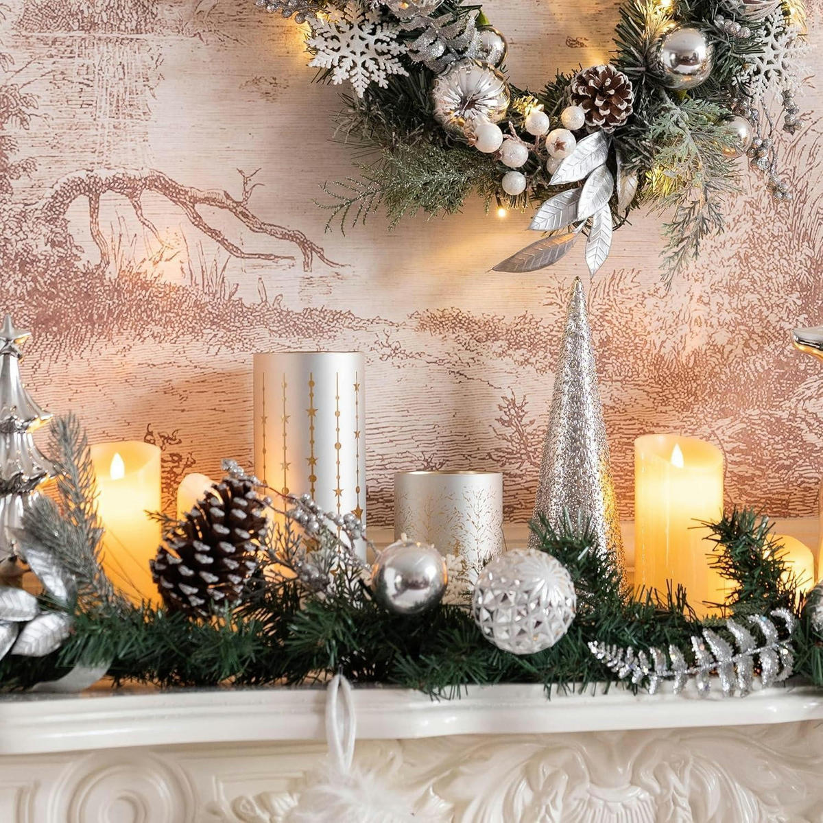 WEIHNACHTSGIRLANDE mit Beleuchtung 183 cm Silber Weiß - Multicolor, Kunststoff (183cm)