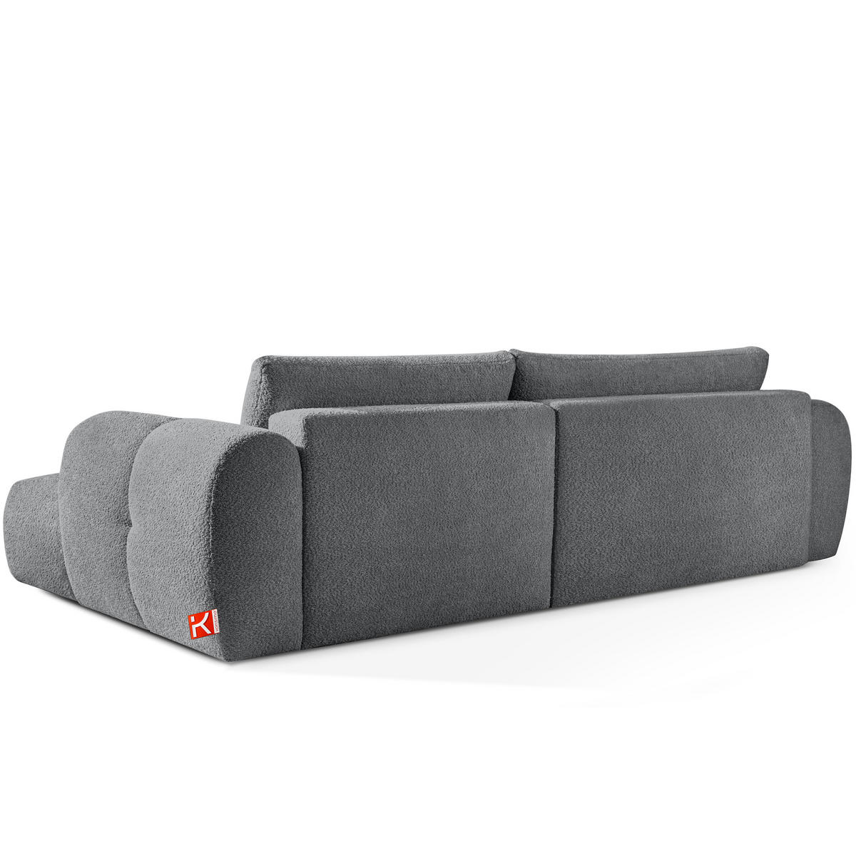 ECKSOFA MIT HOCKER LIRA, Dunkelgrau, Bouclé - Dunkelgrau, Holz/Holzwerkstoff (96/50cm) - KONSIMO®