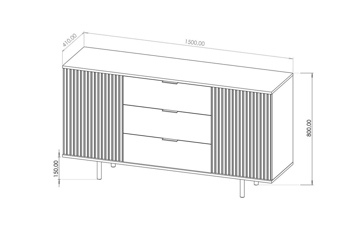 SIDEBOARD Bianco Schwarz - Schwarz, Holzwerkstoff (150/80/41cm) - Bettso