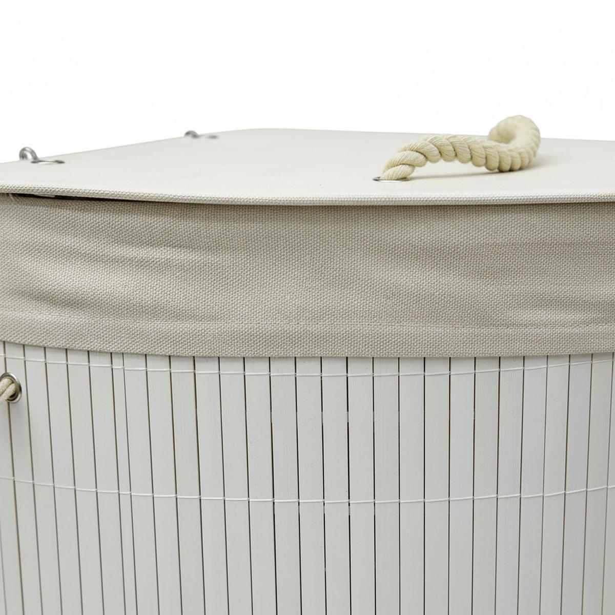 ECKWÄSCHEKORB - Weiß, Holz/Textil (36/60/36cm) - Relaxdays