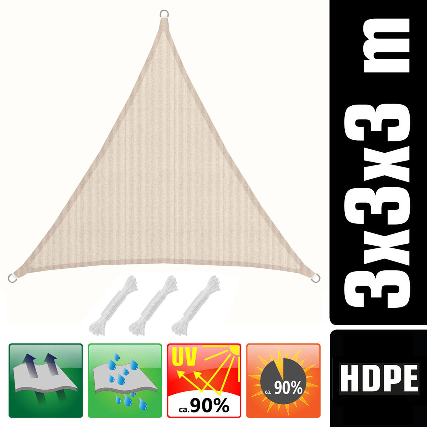 SONNENSEGEL Luftdurchlässig 300 cm Beige - Beige, Kunststoff (300/300cm) - Amanka