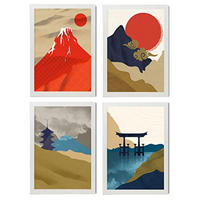 POSTER Set mit 4 japanischen Schreinen A4 Weißer Rahmen - Weiß, Papier (29.7/3cm) - Nacnic
