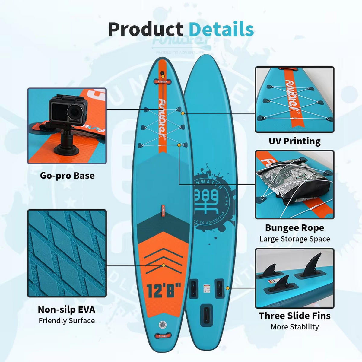 PADDLE BOARD Aufblasbar 385x85x15 cm SUP Rutschfest - Blau, Kunststoff (85/385/15cm) - Kaket